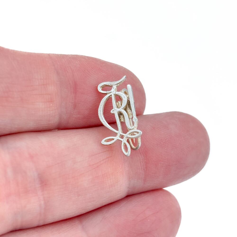 Vintage Sterling Silver 925 Monogram Letter R Brooch